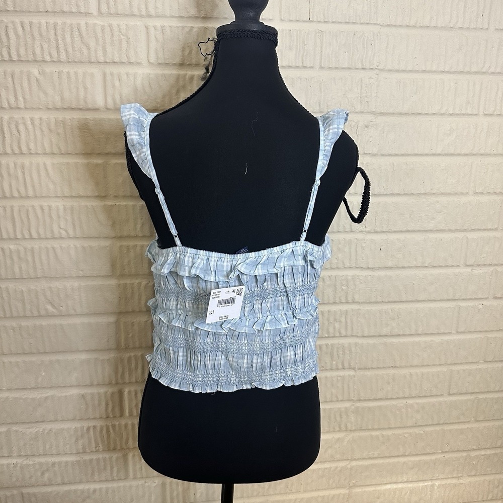 NWT‎ American Eagle Smocked Cropped Ruffle Tank Top Button Sz Small Festival - Picture 5 of 7